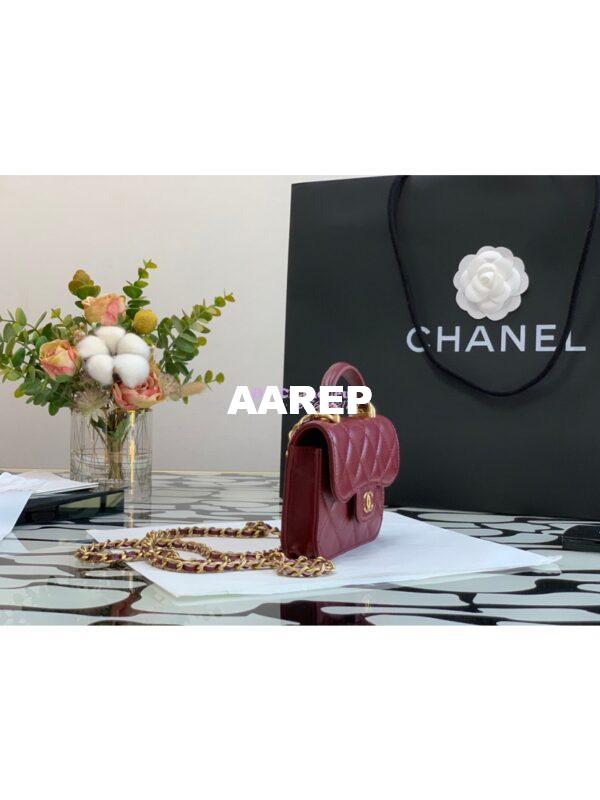 Replica Chanel Lambskin Flap Coin Purse With Chain AP2200 in Burgundy 6
