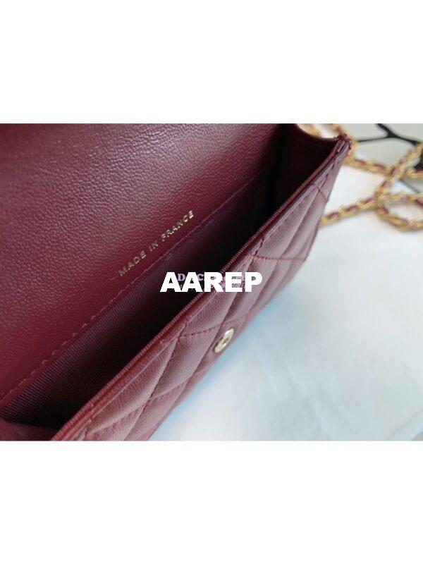 Replica Chanel Lambskin Flap Coin Purse With Chain AP2200 in Burgundy 8