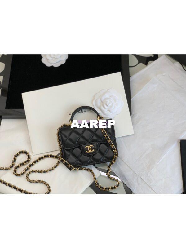 Replica Chanel Lambskin Flap Coin Purse With Chain AP2200 in Black 2