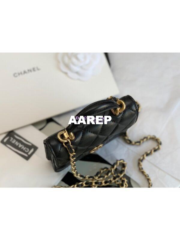 Replica Chanel Lambskin Flap Coin Purse With Chain AP2200 in Black 3