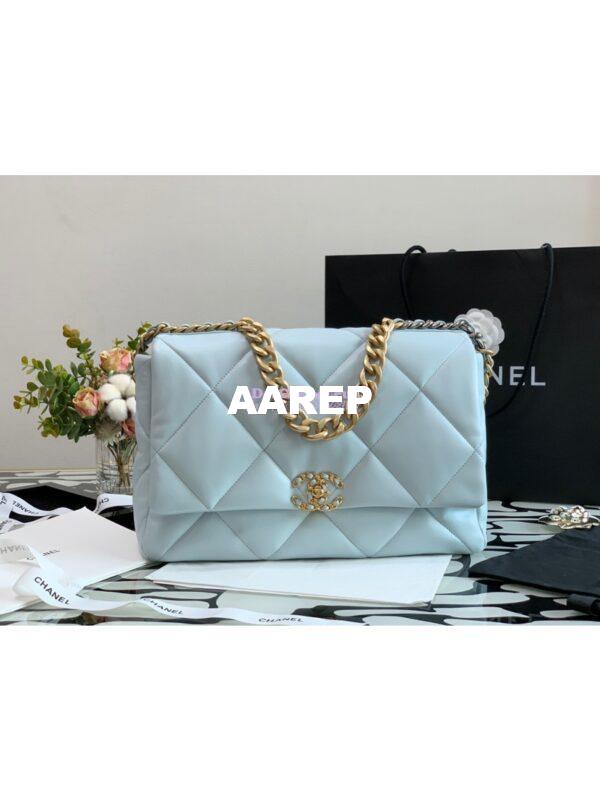 Replica Chanel 19 Maxi Flap Bag AS1162 Lambskin Light Blue