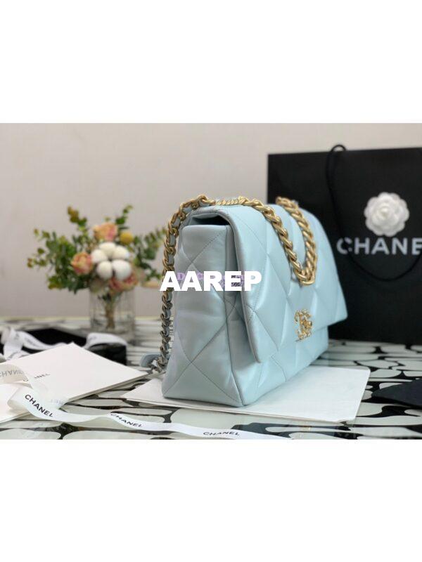 Replica Chanel 19 Maxi Flap Bag AS1162 Lambskin Light Blue 3
