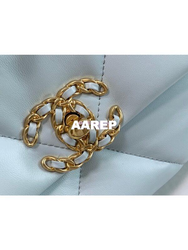 Replica Chanel 19 Maxi Flap Bag AS1162 Lambskin Light Blue 4