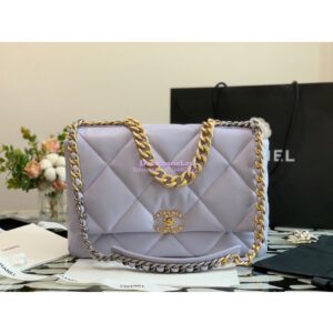 Replica Chanel 19 Maxi Flap Bag AS1162 Lambskin Light Purple 2