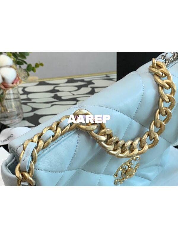 Replica Chanel 19 Large Flap Bag AS1161 Lambskin Light Blue 5