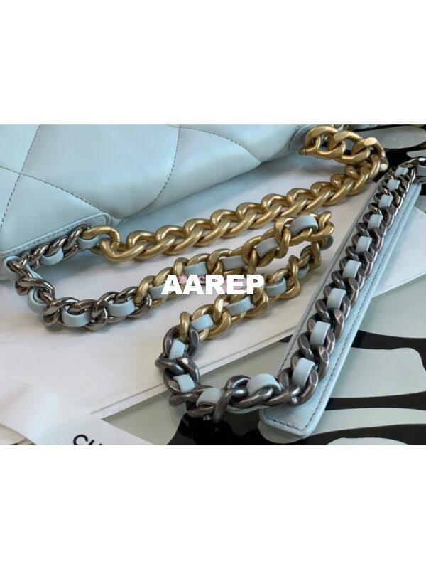 Replica Chanel 19 Large Flap Bag AS1161 Lambskin Light Blue 8