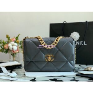 Replica Chanel 19 Large Flap Bag AS1161 Lambskin Dark Grey