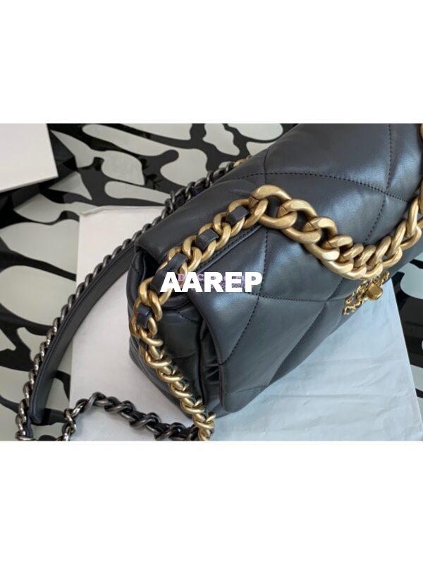 Replica Chanel 19 Large Flap Bag AS1161 Lambskin Dark Grey 2
