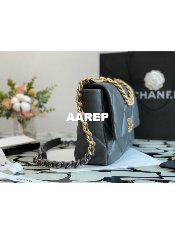 Replica Chanel 19 Large Flap Bag AS1161 Lambskin Dark Grey 5