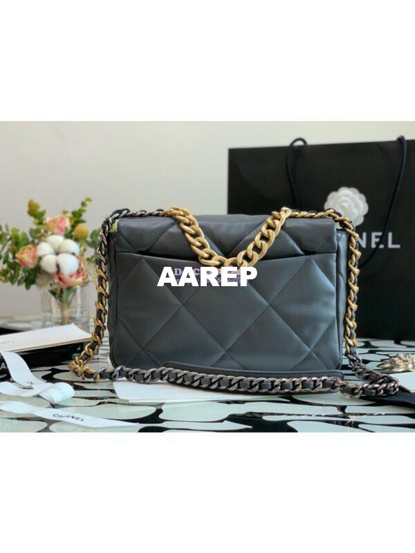Replica Chanel 19 Large Flap Bag AS1161 Lambskin Dark Grey 7