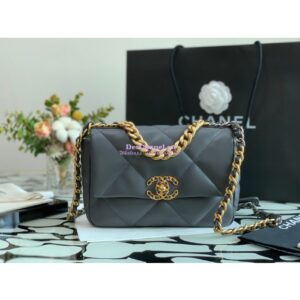 Replica Chanel 19 Small Flap Bag AS1160 Lambskin Dark Grey