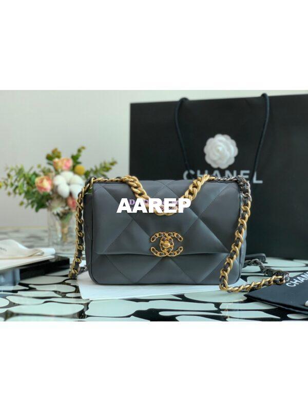 Replica Chanel 19 Small Flap Bag AS1160 Lambskin Dark Grey