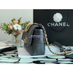 Replica Chanel 19 Small Flap Bag AS1160 Lambskin Dark Grey 2
