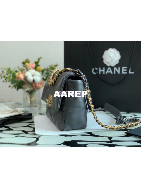 Replica Chanel 19 Small Flap Bag AS1160 Lambskin Dark Grey 2