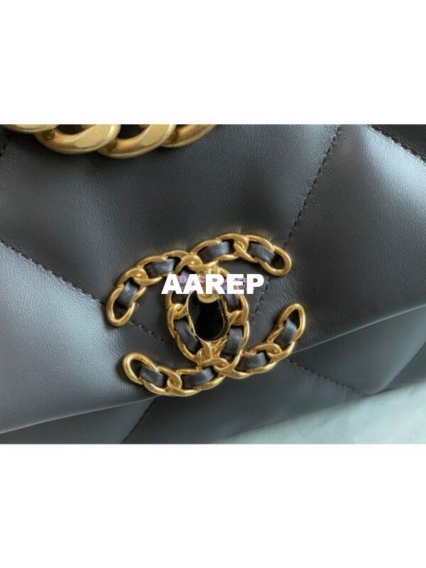 Replica Chanel 19 Small Flap Bag AS1160 Lambskin Dark Grey 3