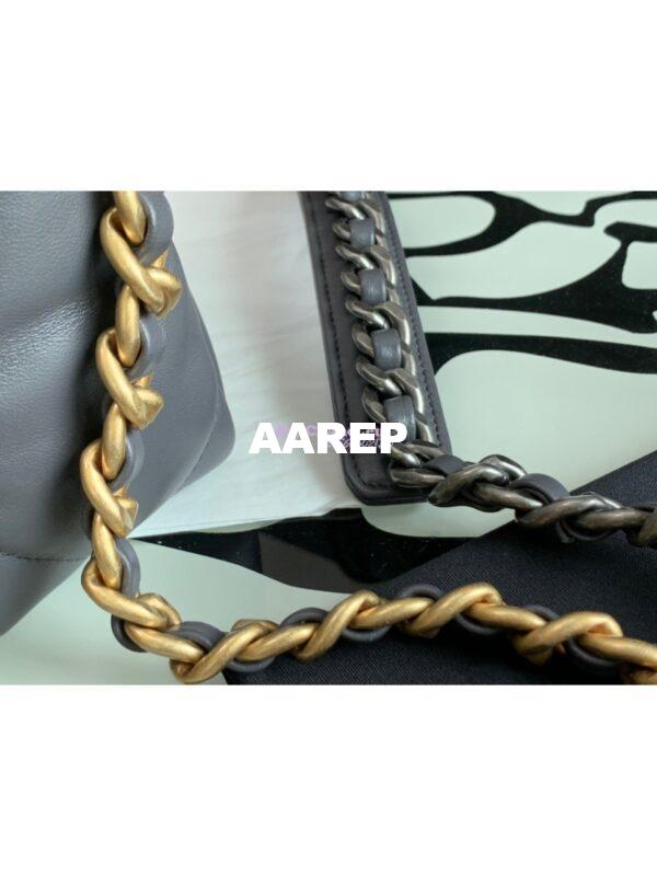 Replica Chanel 19 Small Flap Bag AS1160 Lambskin Dark Grey 4