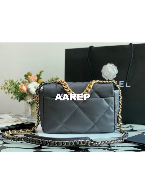 Replica Chanel 19 Small Flap Bag AS1160 Lambskin Dark Grey 5