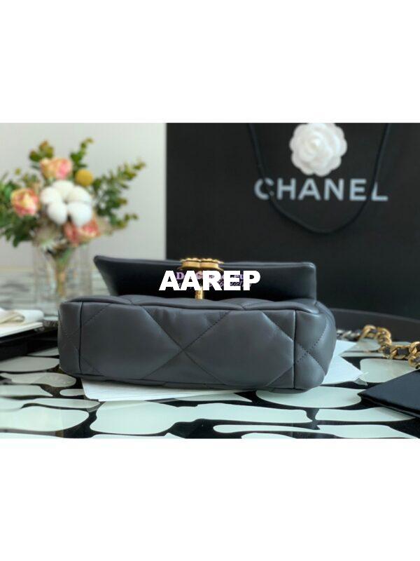 Replica Chanel 19 Small Flap Bag AS1160 Lambskin Dark Grey 7