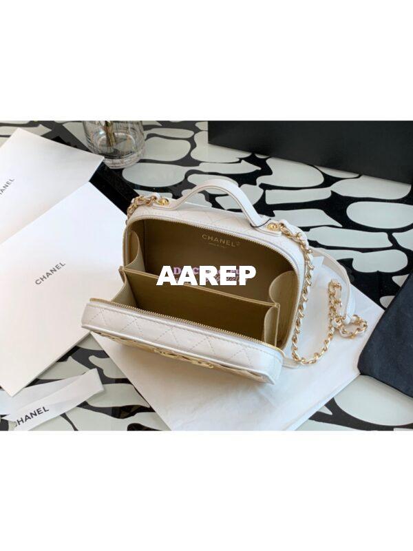 Replica Chanel Gold Vanity Case in Lambskin AS2900 White 9