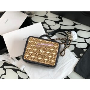 Replica Chanel Gold Vanity Case in Lambskin AS2900 Black 2