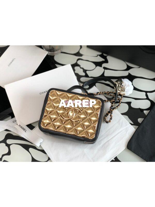 Replica Chanel Gold Vanity Case in Lambskin AS2900 Black 2
