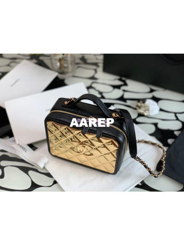 Replica Chanel Gold Vanity Case in Lambskin AS2900 Black 3