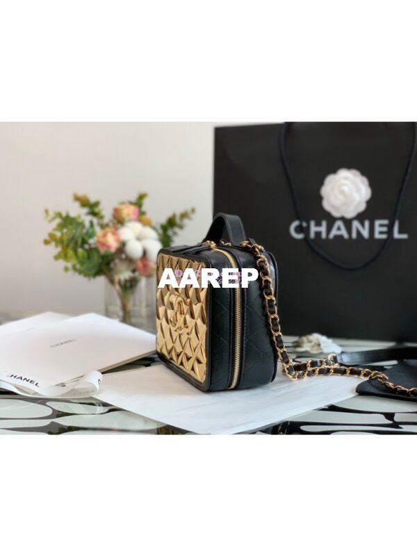 Replica Chanel Gold Vanity Case in Lambskin AS2900 Black 4
