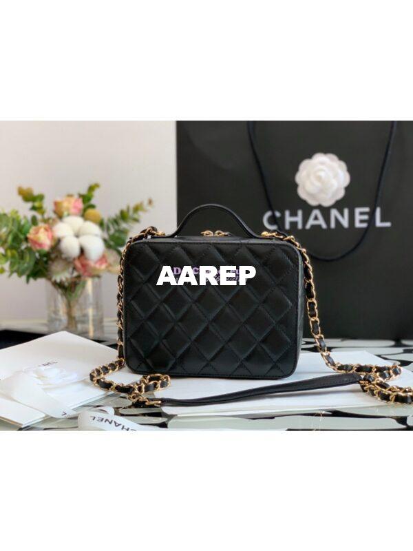 Replica Chanel Gold Vanity Case in Lambskin AS2900 Black 7