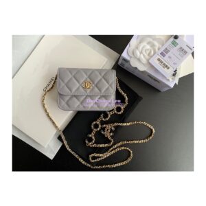 Replica Chanel Coco Clutch with Chain WOC in Grained Calfskin AP2306 Grey