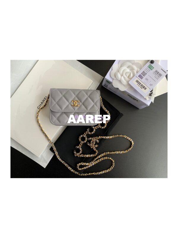 Replica Chanel Coco Clutch with Chain WOC in Grained Calfskin AP2306 Grey