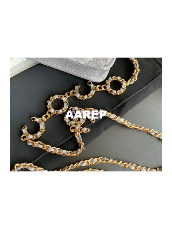 Replica Chanel Coco Clutch with Chain WOC in Grained Calfskin AP2306 Grey 2