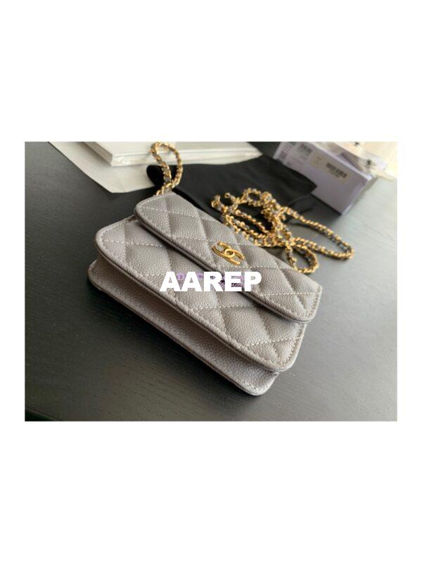 Replica Chanel Coco Clutch with Chain WOC in Grained Calfskin AP2306 Grey 5