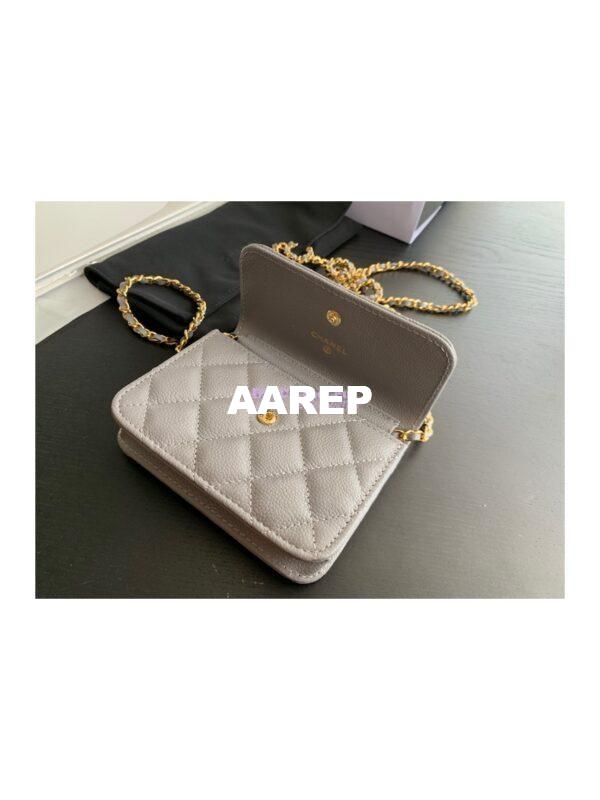 Replica Chanel Coco Clutch with Chain WOC in Grained Calfskin AP2306 Grey 6