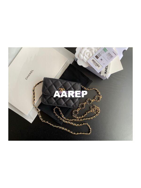 Replica Chanel Coco Clutch with Chain WOC in Grained Calfskin AP2306 Black 4