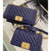Replica Chanel Medium Boy Handbag in Grained Calfskin with Matte Gold Hardware 67086 Peacock Green