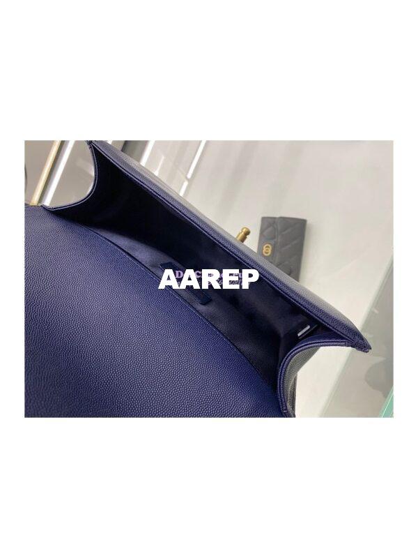 Replica Chanel Medium Boy Handbag in Grained Calfskin with Matte Gold Hardware 67086 Indigo Blue 11