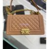 Replica Chanel Medium Boy Handbag in Grained Calfskin with Matte Gold Hardware 67086 Tiffany Blue