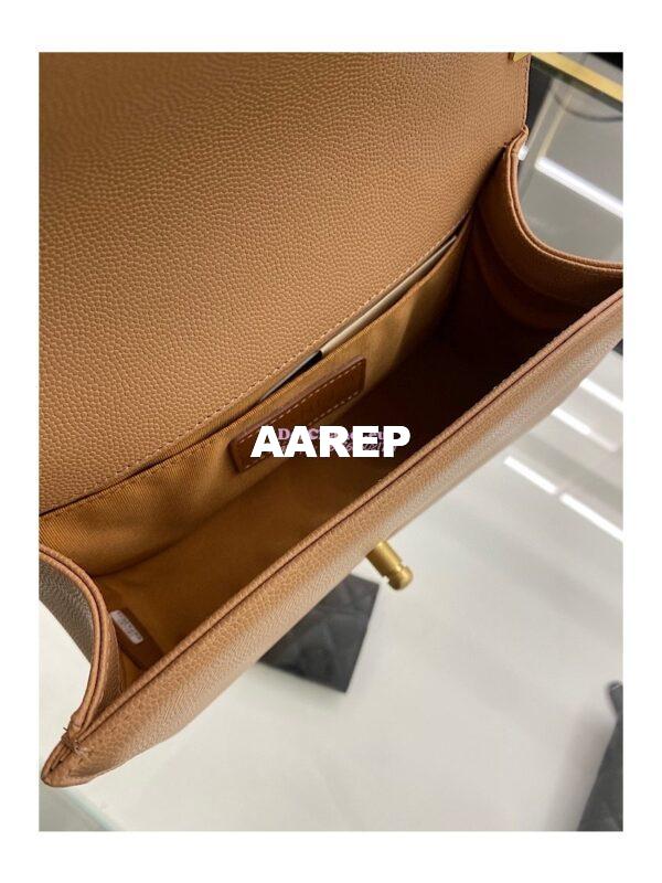 Replica Chanel Medium Boy Handbag in Grained Calfskin with Matte Gold Hardware 67086 Caramel 19