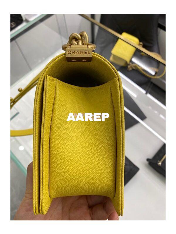 Replica Chanel Medium Boy Handbag in Grained Calfskin with Matte Gold Hardware 67086 Yellow 9