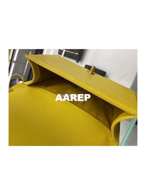 Replica Chanel Medium Boy Handbag in Grained Calfskin with Matte Gold Hardware 67086 Yellow 12