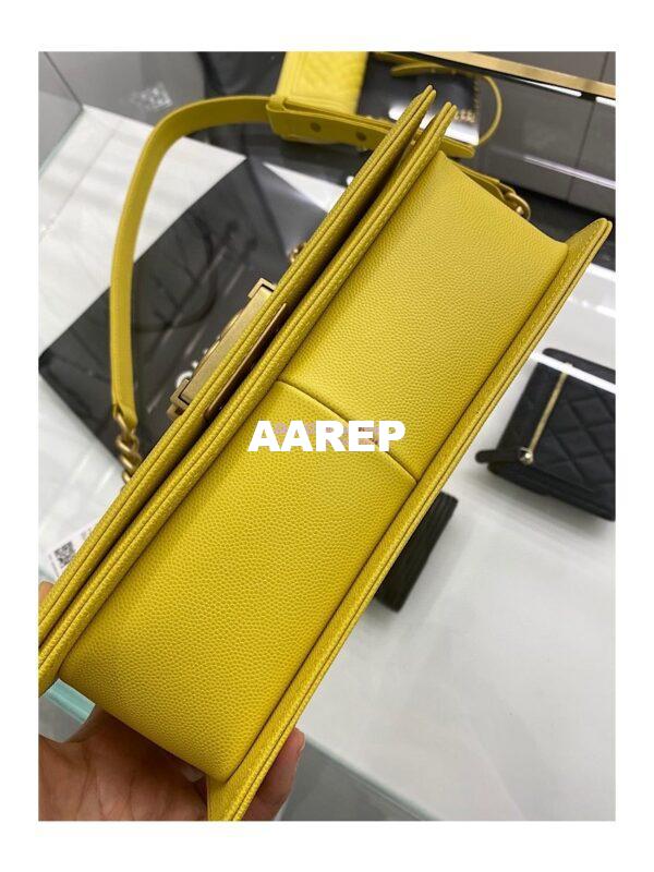 Replica Chanel Medium Boy Handbag in Grained Calfskin with Matte Gold Hardware 67086 Yellow 15