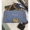 Replica Chanel Medium Boy Handbag in Grained Calfskin with Matte Gold Hardware 67086 Yellow