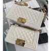 Replica Chanel Boy Handbag in Grained Calfskin with Shining Gold Hardware 67085 67086 Black 2
