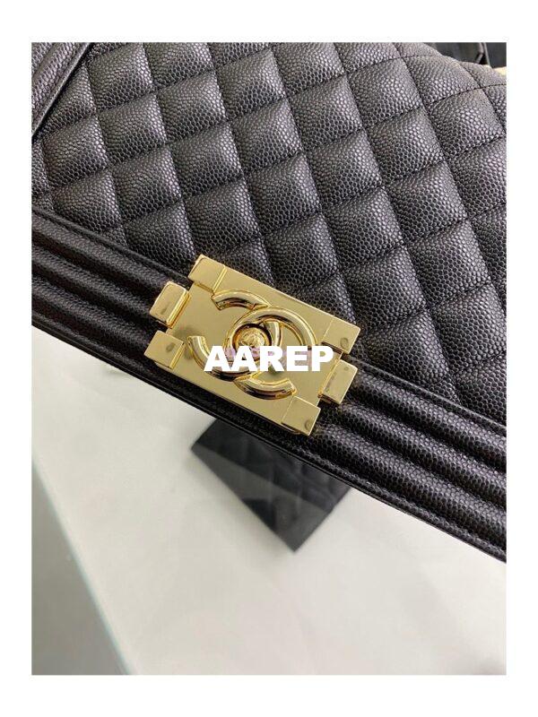 Replica Chanel Boy Handbag in Grained Calfskin with Shining Gold Hardware 67085 67086 Black 7