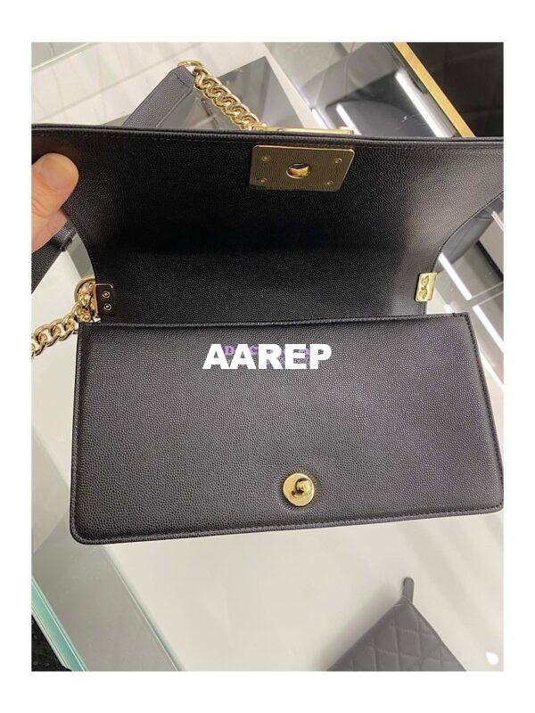 Replica Chanel Boy Handbag in Grained Calfskin with Shining Gold Hardware 67085 67086 Black 9
