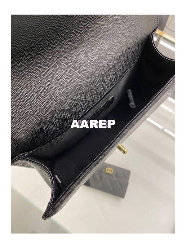 Replica Chanel Boy Handbag in Grained Calfskin with Shining Gold Hardware 67085 67086 Black 10