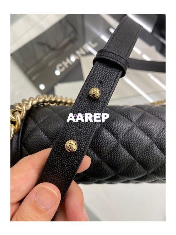 Replica Chanel Boy Handbag in Grained Calfskin with Shining Gold Hardware 67085 67086 Black 12