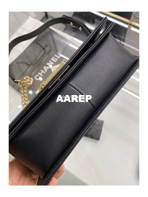 Replica Chanel Boy Handbag in Grained Calfskin with Shining Gold Hardware 67085 67086 Black 13
