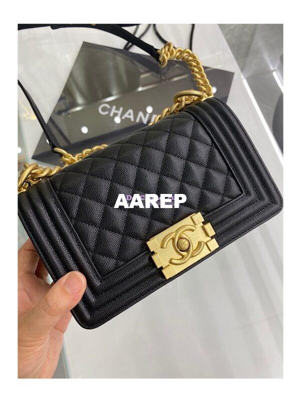 Replica Chanel Small Boy Handbag in Grained Calfskin 67085 Black 3