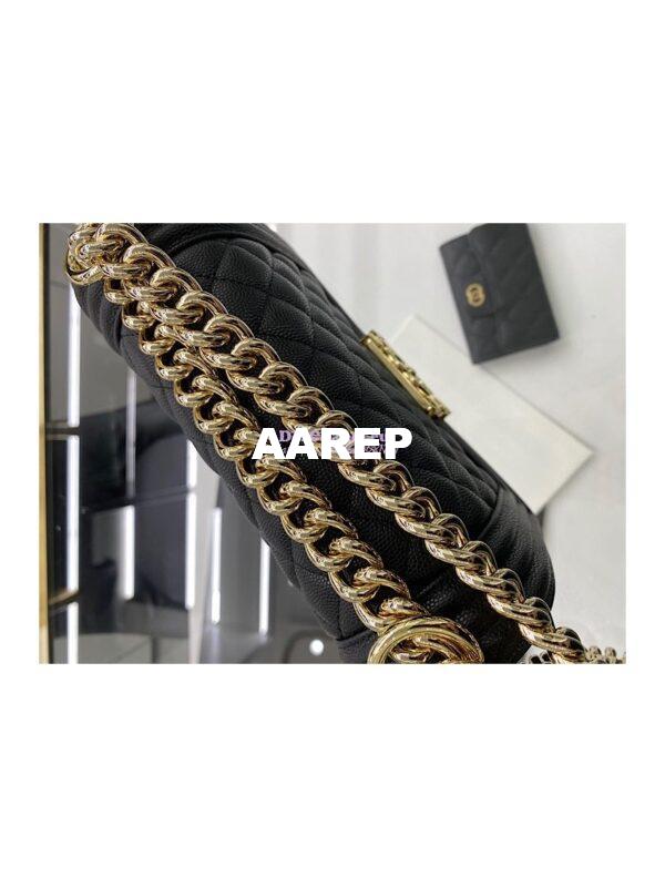 Replica Chanel Boy Handbag in Grained Calfskin with Shining Gold Hardware 67085 67086 Black 20